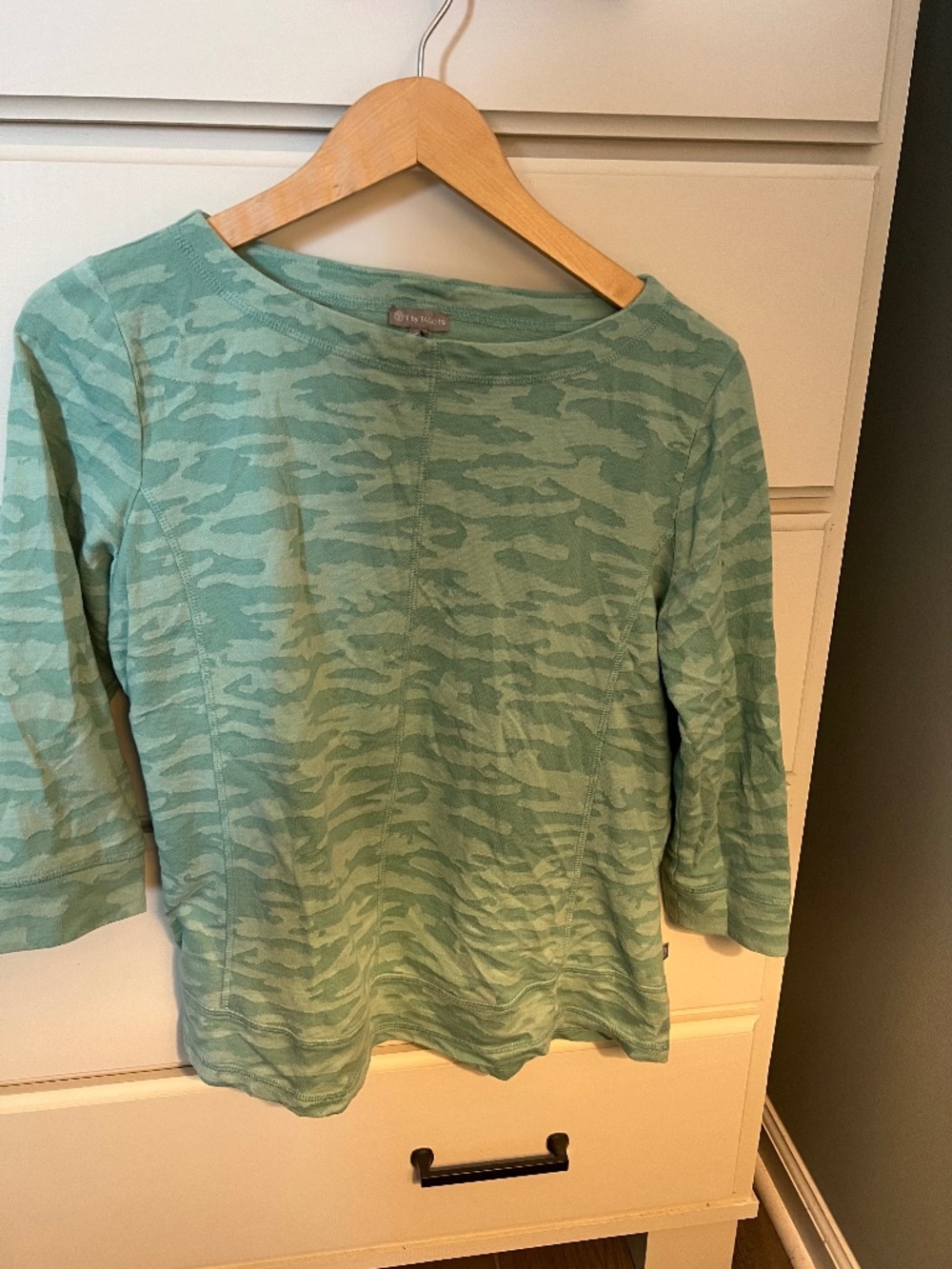T by Talbots JACQUARD QUARTER SLEEVE PULLOVER - CAMO